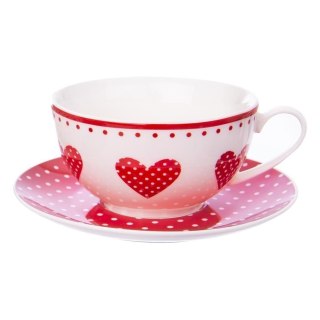 Grupa Orion Sp. z o.o. Zestaw Dzbanek z Filiżanką do Herbaty Ziół Porcelanowy Serca ORION 3 el.