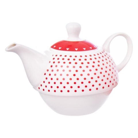 Grupa Orion Sp. z o.o. Zestaw Dzbanek z Filiżanką do Herbaty Ziół Porcelanowy Serca ORION 3 el.