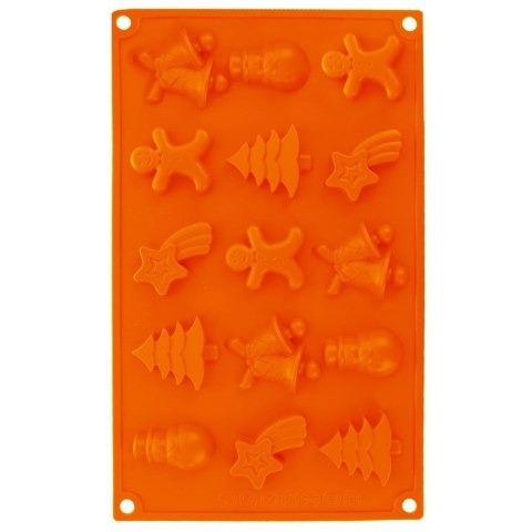 Grupa Orion Sp. z o.o. Forma do Pieczenia 15 Ciastek Świąteczna Silikonowa Solidna ORION 29 x 17cm