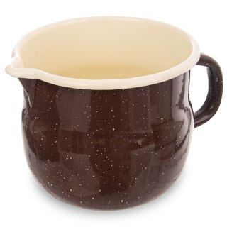 Grupa Orion Sp. z o.o. Garnek garnuszek kubek emaliowany 1,2 l brązowy z uchwytem i dzióbkiem