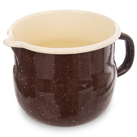 Grupa Orion Sp. z o.o. Garnek garnuszek kubek emaliowany 1,2 l brązowy z uchwytem i dzióbkiem