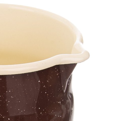 Grupa Orion Sp. z o.o. Garnek garnuszek kubek emaliowany 1,2 l brązowy z uchwytem i dzióbkiem
