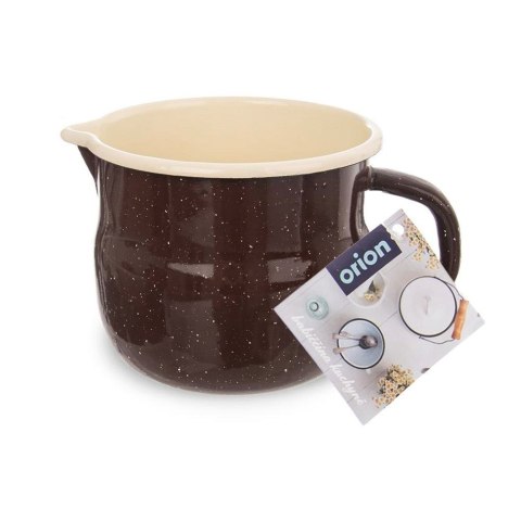 Grupa Orion Sp. z o.o. Garnek garnuszek kubek emaliowany 1,2 l brązowy z uchwytem i dzióbkiem