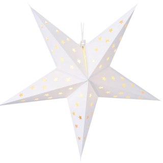 Grupa Orion Sp. z o.o. Gwiazda Ozdoba Świąteczna Świecąca Papierowa Biała Wisząca VILDE 60 cm
