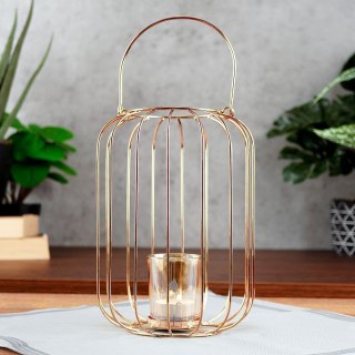 Grupa Orion Sp. z o.o. Świecznik Lampion na Świeczkę Metalowy Złoty HOME STYLING COLLECTION 21,5cm