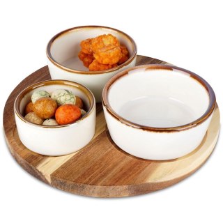Grupa Orion Sp. z o.o. Zestaw Miseczki na Przekąski Ceramiczne na Tacy EXCELLENT HOUSEWARE 3 szt.