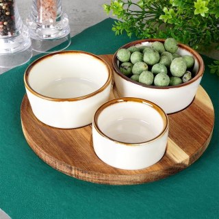 Grupa Orion Sp. z o.o. Zestaw Miseczki na Przekąski Ceramiczne na Tacy EXCELLENT HOUSEWARE 3 szt.