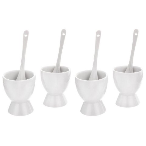 Grupa Orion Sp. z o.o. Podstawki na Jajka Porcelanowe Białe Łyżeczki EXCELLENT HOUSEWARE 4 szt.
