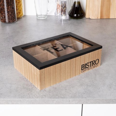 Grupa Orion Sp. z o.o. Organizer na Herbatę Drewniany 6 Komór VILDE Zamykany LOFT 24 x 16 cm