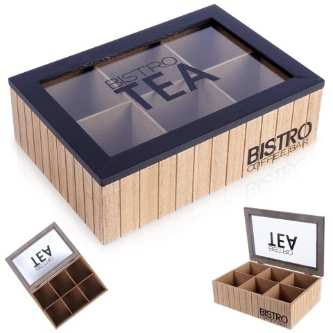 Grupa Orion Sp. z o.o. Organizer na Herbatę Drewniany 6 Komór VILDE Zamykany LOFT 24 x 16 cm