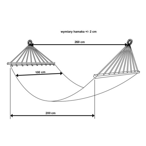 ENERO CAMP Hamak Ogrodowy Jednoosobowy Wiszący Boho z Frędzlami ENERO 200 x 100 cm