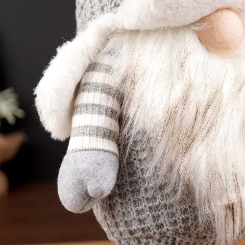 Grupa Orion Sp. z o.o. Figurka Świąteczna Krasnal Stojący VILDE Szary 39 cm Poliester Dekoracyjny