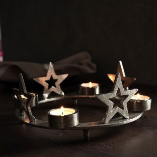 Grupa Orion Sp. z o.o. Świecznik na 4 tealight podstawka pod świeczkę aluminiowy święta gwiazda 4 sztuki 25 cm