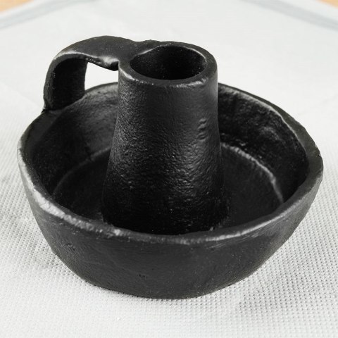 Grupa Orion Sp. z o.o. Świecznik na długą świeczkę aluminiowy czarny 10x6 cm