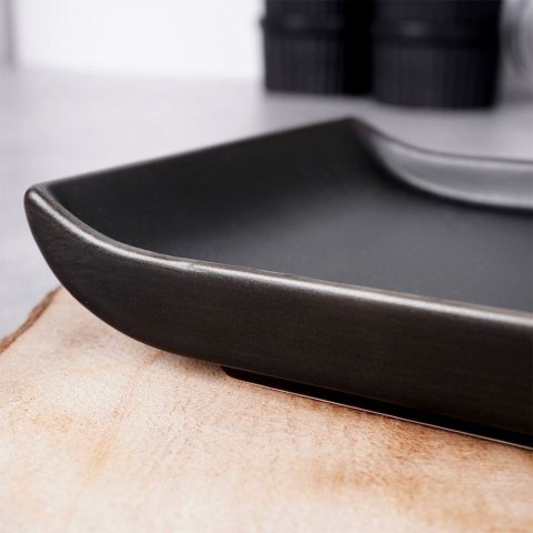 Grupa Orion Sp. z o.o. Talerz na przekąski ceramiczny czarny 28,5x12cm