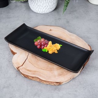 Grupa Orion Sp. z o.o. Talerz na przekąski ceramiczny czarny 34,5x13,5x3 cm