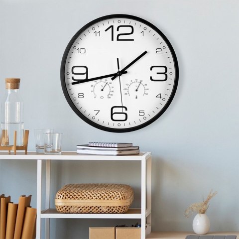 Grupa Orion Sp. z o.o. Zegar Ścienny Biały z Termometrem Higrometrem na Ścianę VILDE 30 cm