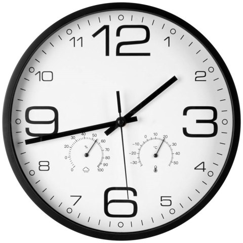 Grupa Orion Sp. z o.o. Zegar Ścienny Biały z Termometrem Higrometrem na Ścianę VILDE 30 cm