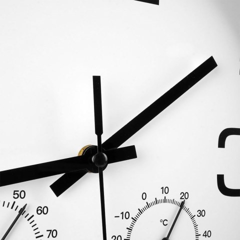 Grupa Orion Sp. z o.o. Zegar Ścienny Biały z Termometrem Higrometrem na Ścianę VILDE 30 cm