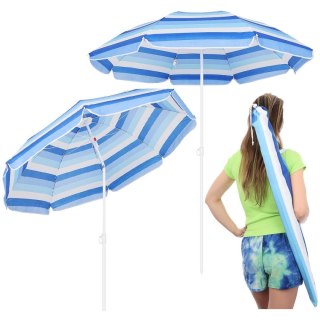 ENERO CAMP Parasol Plażowy Balkonowy w Paski Regulowany Łamany Solidny ENERO 180 cm