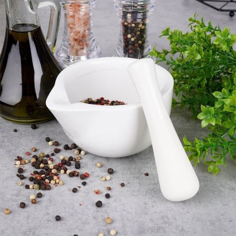Grupa Orion Sp. z o.o. Moździerz z Tłuczkiem do Przypraw Porcelanowy Biały Houseware