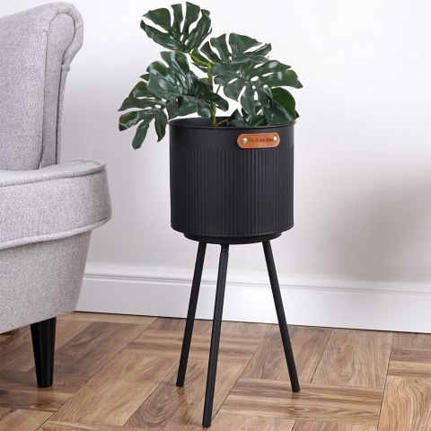 Grupa Orion Sp. z o.o. Osłonka na doniczkę na nóżkach metalowa czarna 20x45 cm