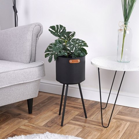 Grupa Orion Sp. z o.o. Osłonka na doniczkę na nóżkach metalowa czarna 20x45 cm