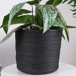 Grupa Orion Sp. z o.o. Osłonka na Doniczkę Pleciona 23 x 22 cm VILDE Papierowa Czarna Stabilna