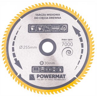 POWERMAT Tarcza Ostrze do Cięcia Drewna Widiowa Stalowa Solidna POWERMAT 255 mm