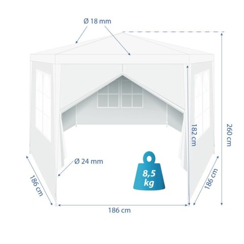 SASKA GARDEN Pawilon Namiot Ogrodowy Sześciokątny Biały SASKA GARDEN 200 x 200 x 260 cm