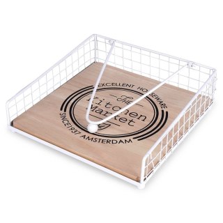 Grupa Orion Sp. z o.o. Serwetnik Metalowy Biały z Dociskiem EXCELLENT HOUSEWARE 18,5 x 18,5 cm