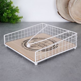 Grupa Orion Sp. z o.o. Serwetnik Metalowy Biały z Dociskiem EXCELLENT HOUSEWARE 18,5 x 18,5 cm