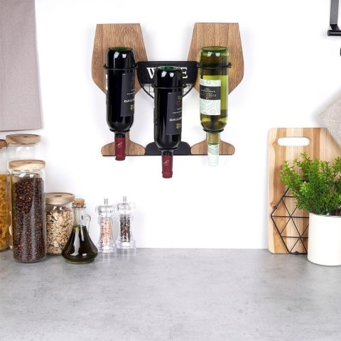 Grupa Orion Sp. z o.o. Wieszak na butelki wina drewniany metalowy 40x11x35 cm