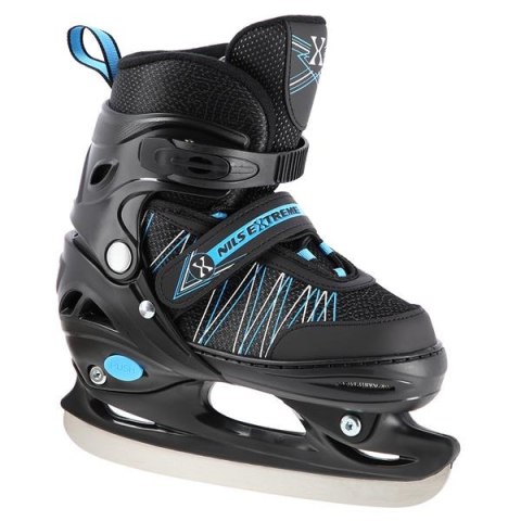 NH11912 A 2w1 BLACK/BLUE ROZM. M(35-38) ŁYŻWOROLKI Z WYM. PŁ. HOKEJOWĄ NILS EXTREME