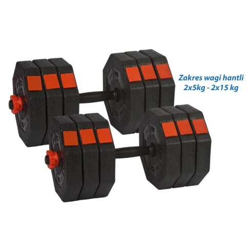 REGULOWANE HANTLE TRENINGOWE 2X15KG Z FUNKCJĄ SZTANGI EB FIT