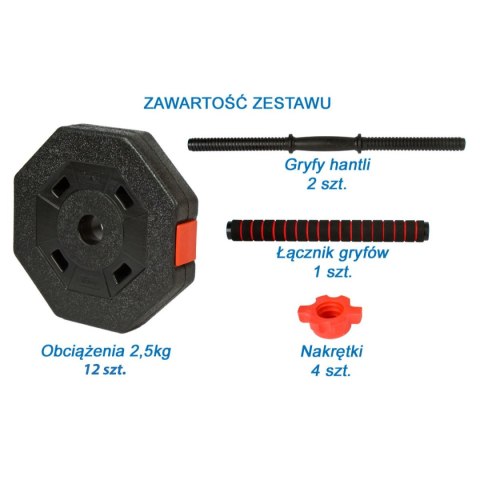 REGULOWANE HANTLE TRENINGOWE 2X15KG Z FUNKCJĄ SZTANGI EB FIT