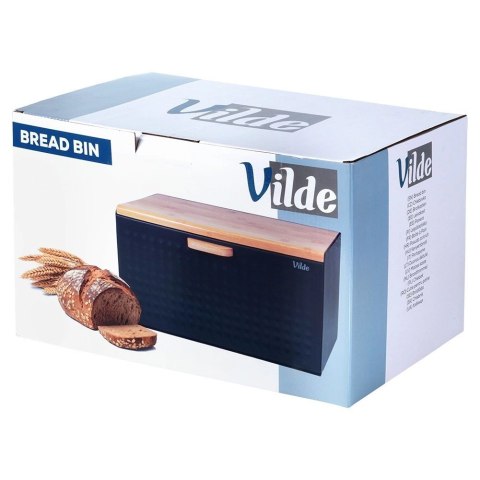 Grupa Orion Sp. z o.o. Chlebak Metalowy VILDE Czarny 35,5 x 22 x 20,5 cm z Pokrywą i Deską
