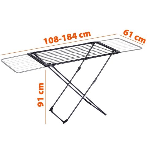 Vilde Suszarka na Pranie Metalowa Czarna Rozsuwana XXL Solidna VILDE 108-182 cm