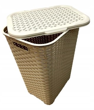 Kosz na biel.RATTAN 60l-beżowy 435x337x602 mm