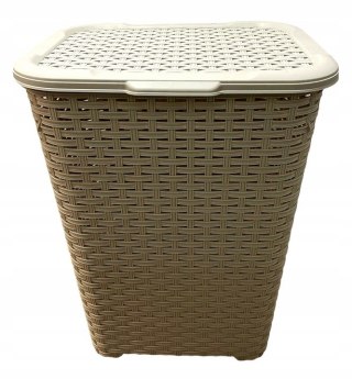 Kosz na biel.RATTAN 60l-beżowy 435x337x602 mm