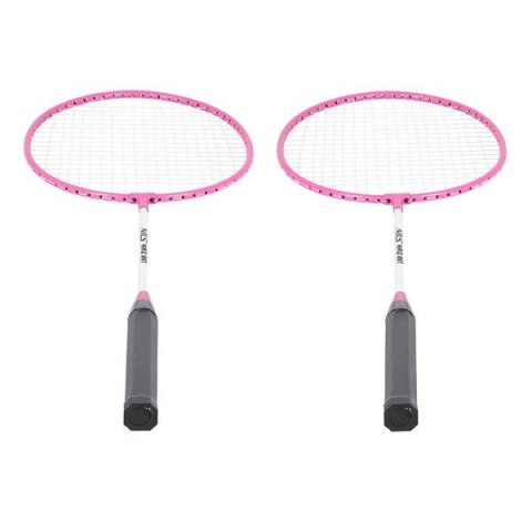 NRZ001 ZESTAW RAKIET RÓŻOWY DO BADMINTONA + LOTKA NILS