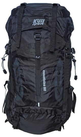 Kubisport Plecak Turystyczny do Wędrówek Damski Męski Czarny Pojemny KUBISPORT 60 L