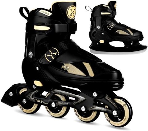 NH382 ŁYŻWOROLKI 2W1 ENZO BEŻOWE ROZM. L(40-43) Z WYM. PŁOZĄ HOKEJOWĄ NILS EXTREME