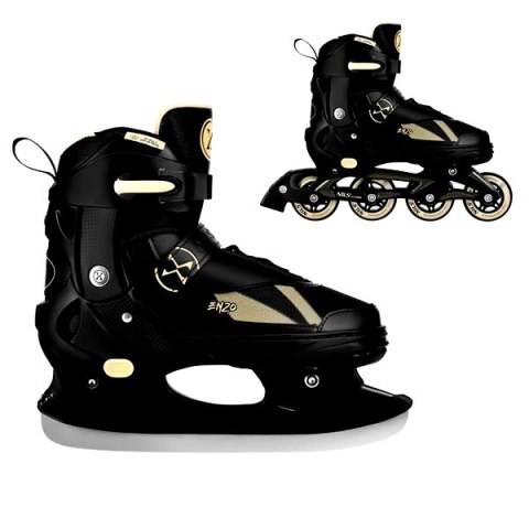 NH382 ŁYŻWOROLKI 2W1 ENZO BEŻOWE ROZM. XS(28-31) Z WYM. PŁOZĄ HOKEJOWĄ NILS EXTREME