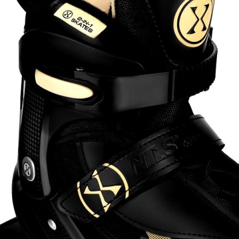 NH382 ŁYŻWOROLKI 2W1 ENZO BEŻOWE ROZM. S(32-35) Z WYM. PŁOZĄ HOKEJOWĄ NILS EXTREME