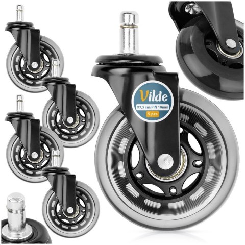 Grupa Orion Sp. z o.o. Kółka do Fotela Kauczukowe Obrotowe VILDE 7,5cm / 10 mm 5 szt.