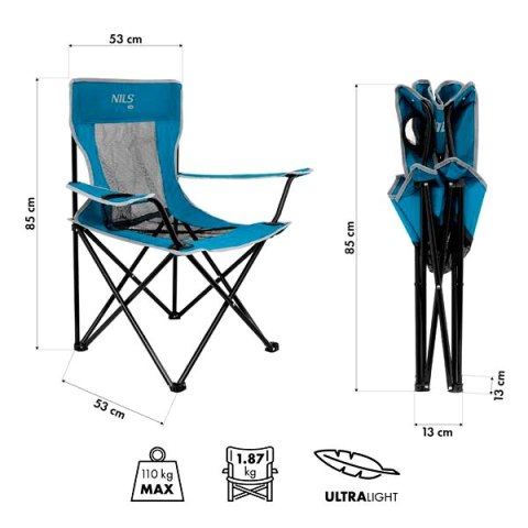 NC3302 KRZESŁO TURYSTYCZNE NIEBIESKO-SZARY NILS CAMP