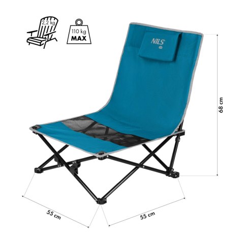 NC3306 KRZESŁO PLAŻOWE NIEBIESKO SZARE NILS CAMP