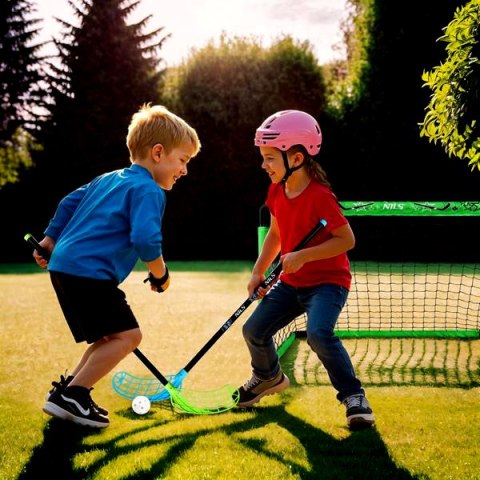 BRH2521 ZESTAW DO GRY UNIHOKEJ BRAMKA HOKEJOWA +2 KIJE+ PIŁKA NILS