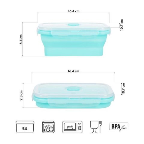 NC4105 POJEMNIK/LUNCH BOX SKŁADANY MIĘTOWY 500ML NILS CAMP